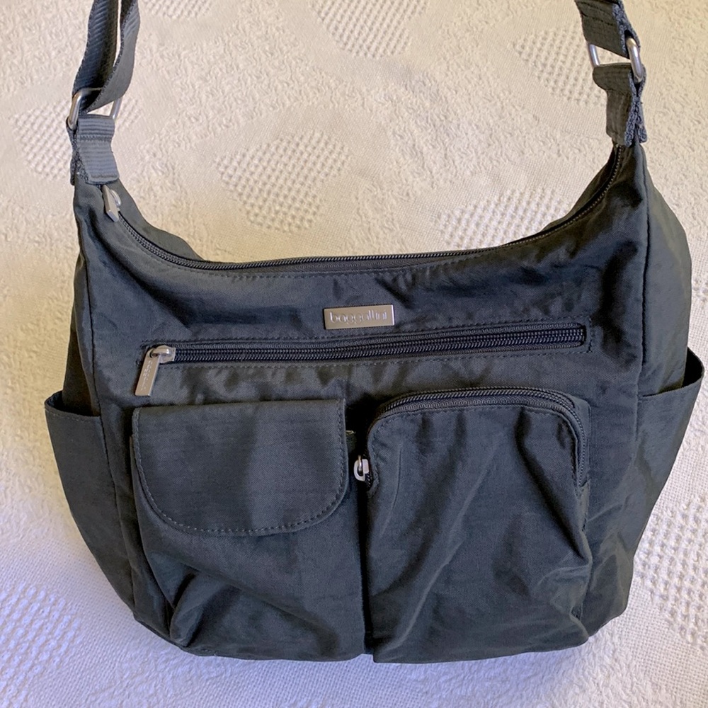 baggallini shoulder bag, crossbody, travel tote/purse dark gray